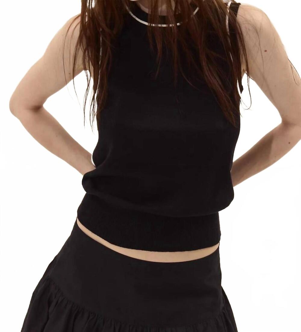 NEW DELUC symi knit sleeveless top in black/ecru